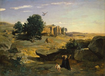 Hagar in der Wildnis von Jean Baptiste Camille Corot